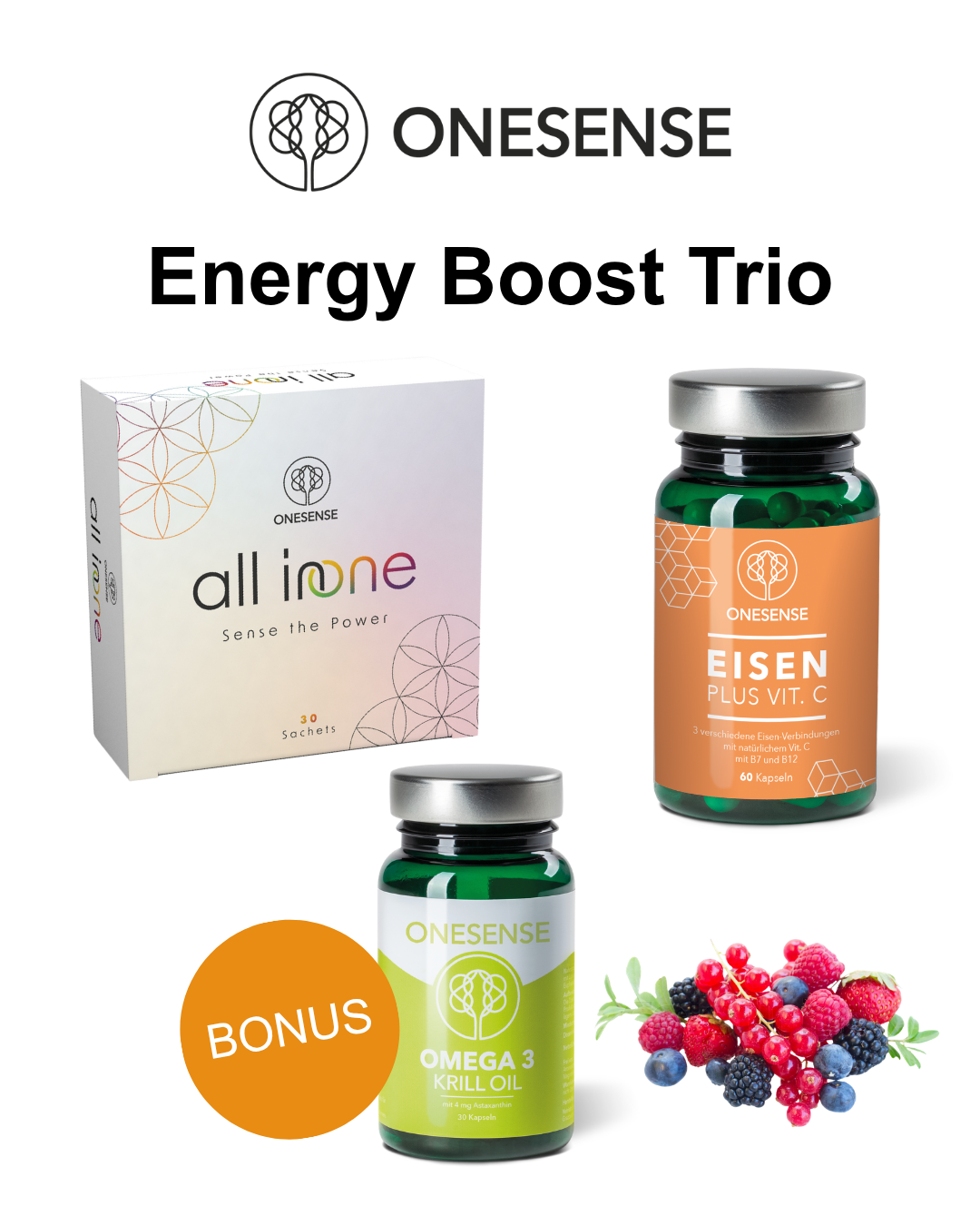 Energy Boost Trio mit GRATIS Omega 3 Krill Öl